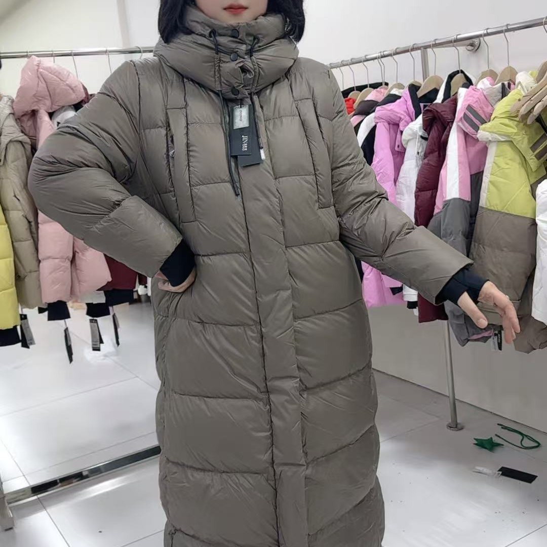 98617新款时尚减龄连帽加长加厚过膝羽绒服