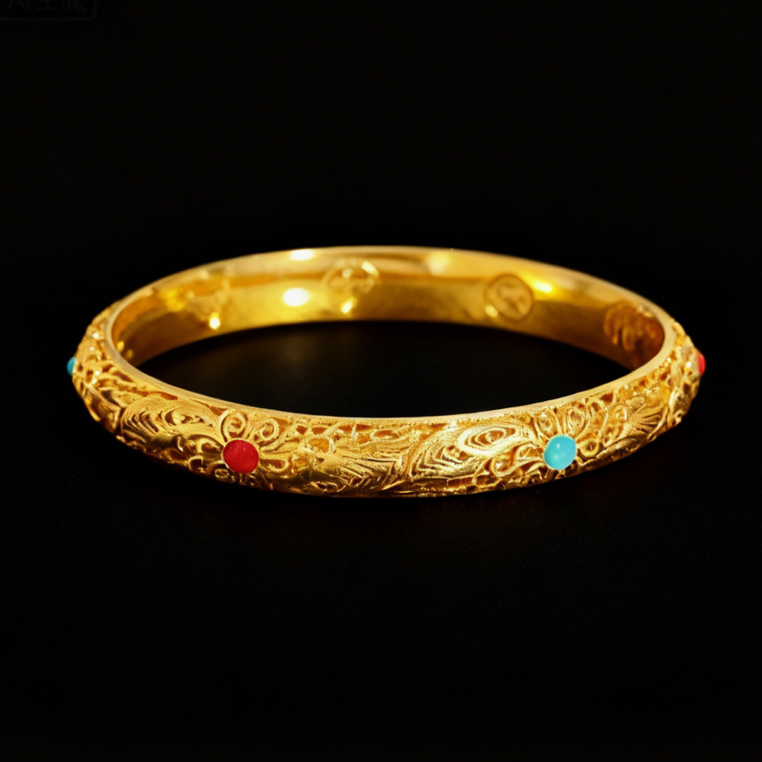 手镯 S0065凤仪点翠皇后镯镀K金