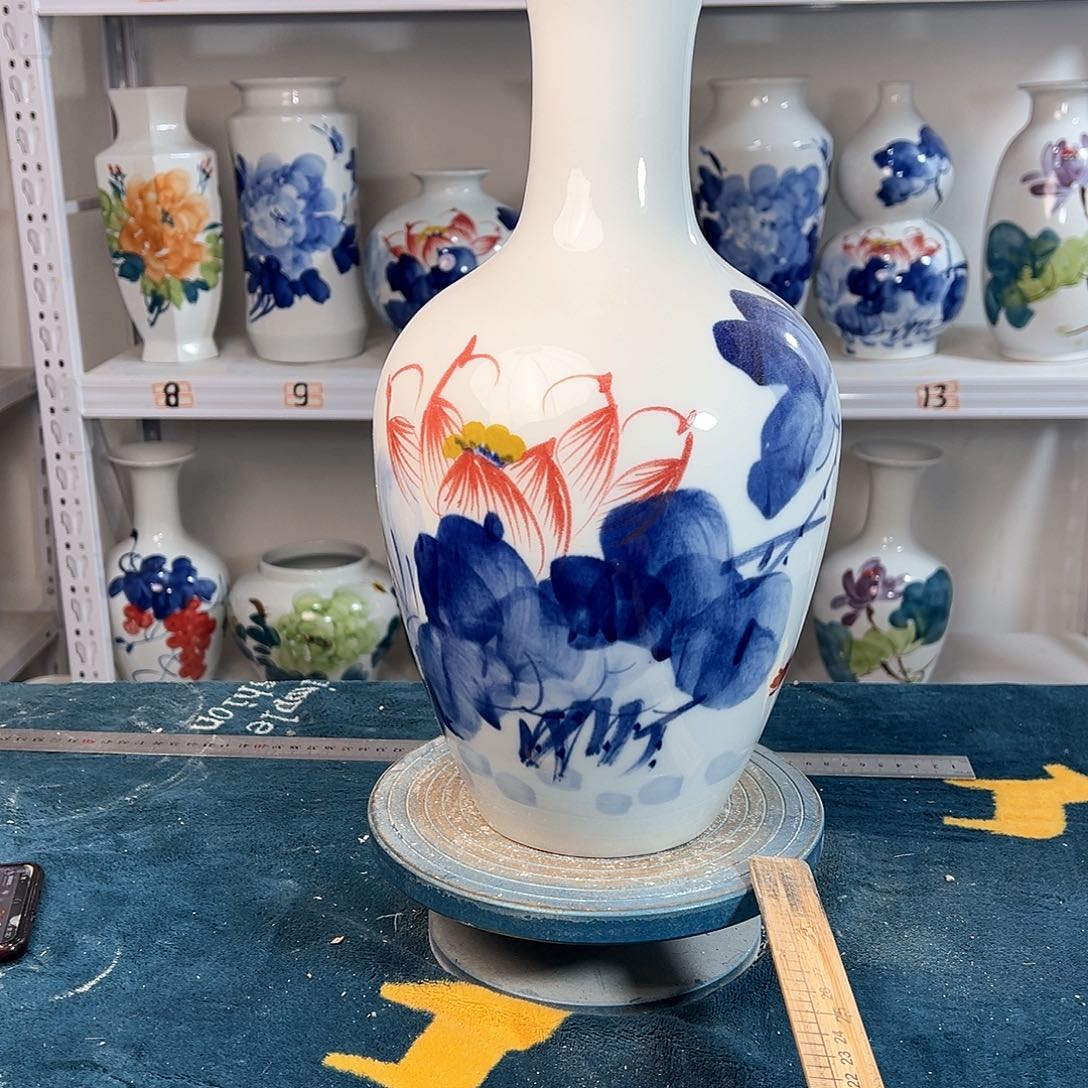 摆件景德镇陶瓷棒荷花