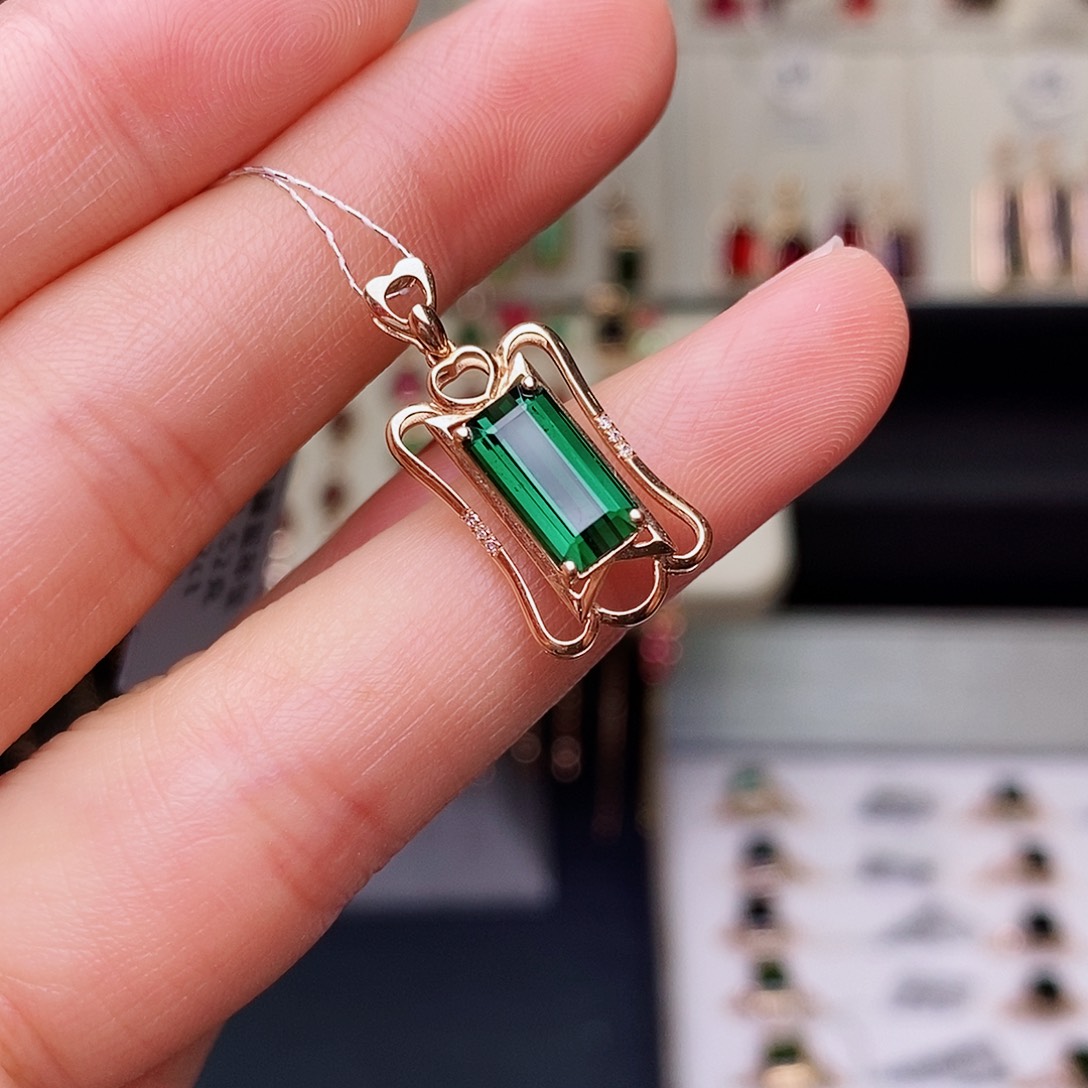 碧玺吊坠碧玺18K金镶嵌