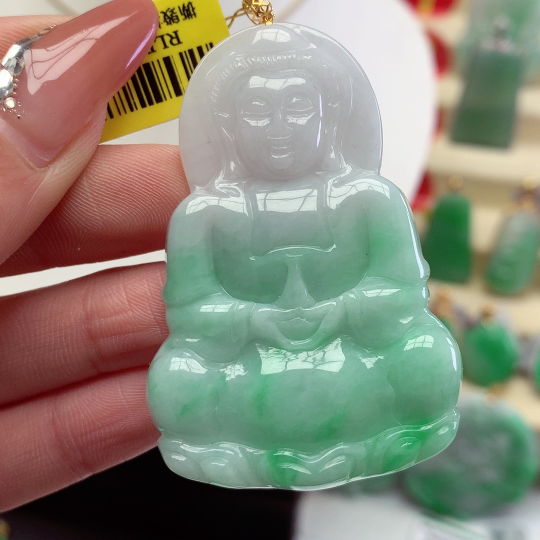 翡翠吊坠(不含链)18K金镶嵌挂件