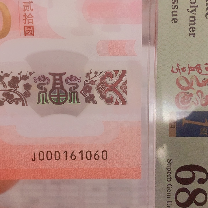 塑料2025蛇钞000161060 PMG68分