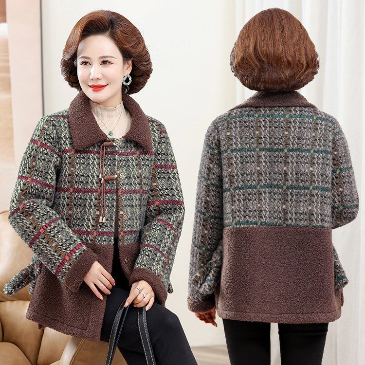 {春姐102}百搭外套秋冬新款加绒外套时尚洋气气质显瘦拼接外套