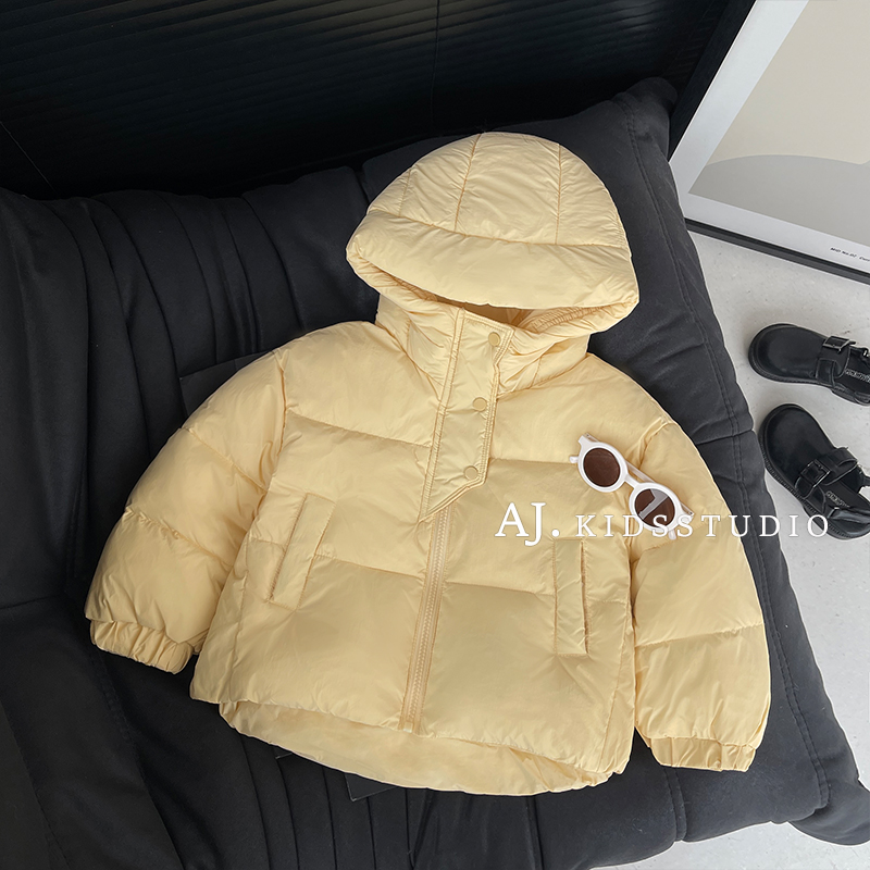 冬装韩版儿童纯色气质简约保暖加厚棉服外套MPG5516