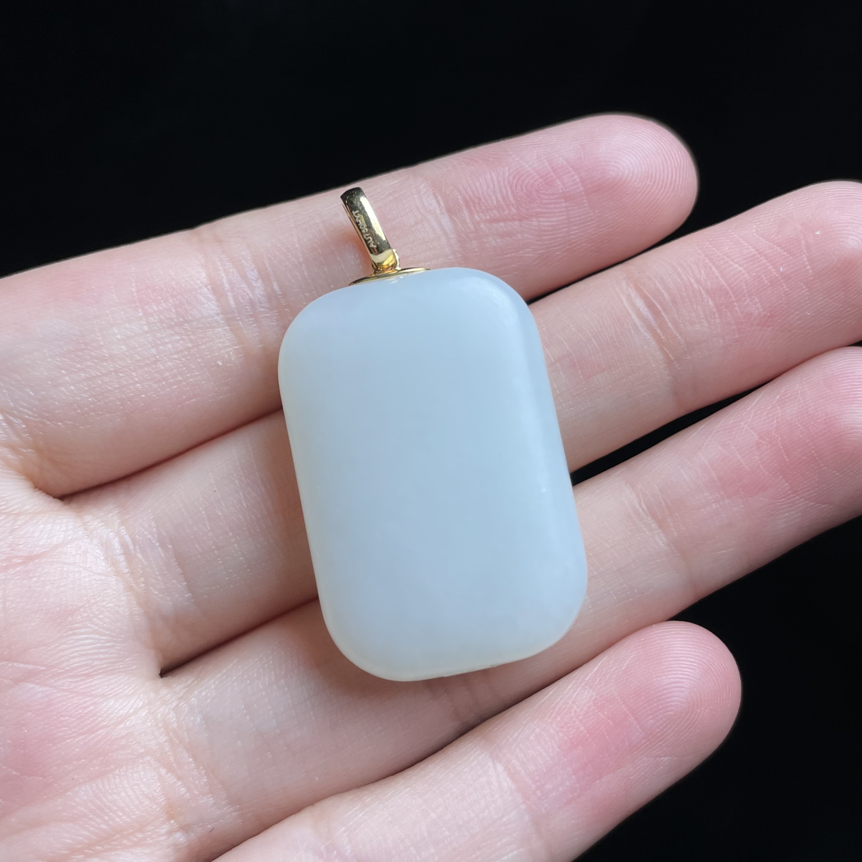 【玉氏珠宝】18k和田玉白玉无事牌吊坠 多样性发一 CAN3550107