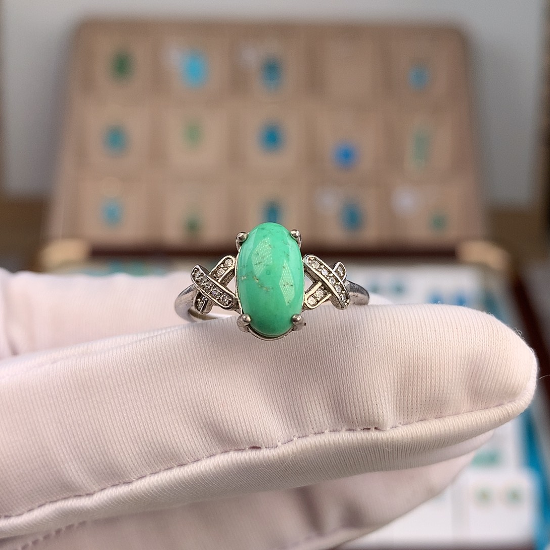 绿松石银S925镶嵌戒指