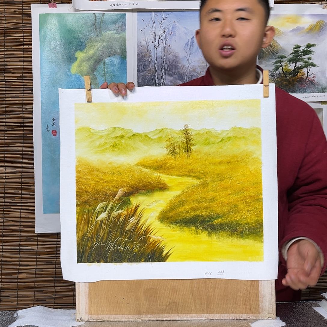 油画行路人小院绘画作品竞拍