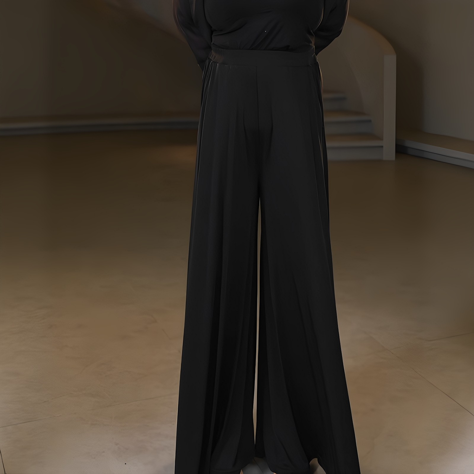 伊馨大码女装胖mm松弛百搭高腰显瘦阔腿裤胖妹妹简约休闲大摆裤