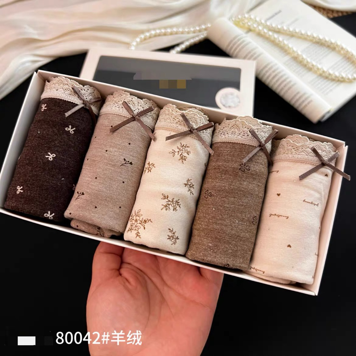 大码中高腰磨毛田园风透气舒适抑菌纯棉裆少女三角内裤蕾丝边