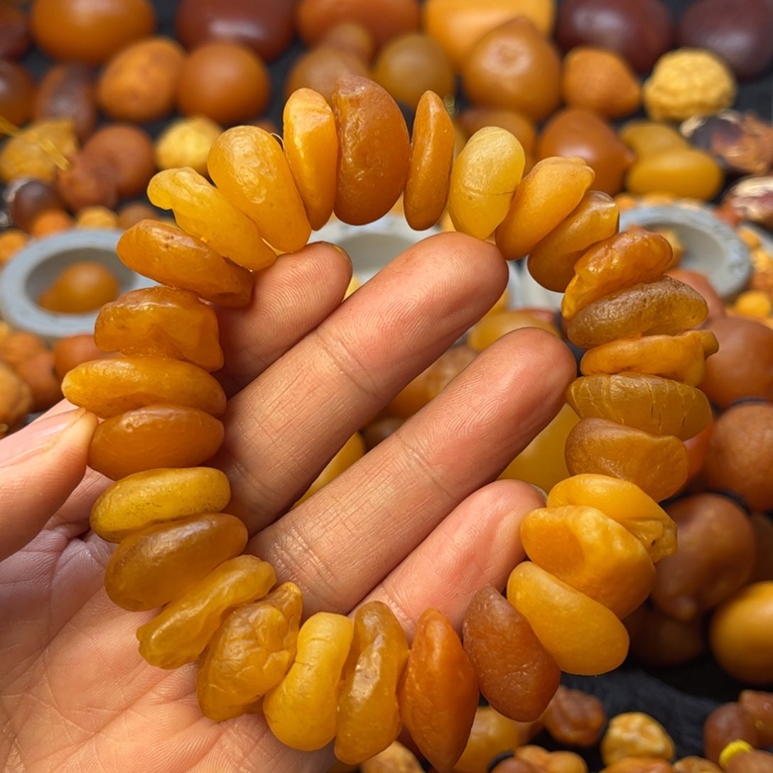 琥珀裸石未镶嵌天然蜜蜡手串