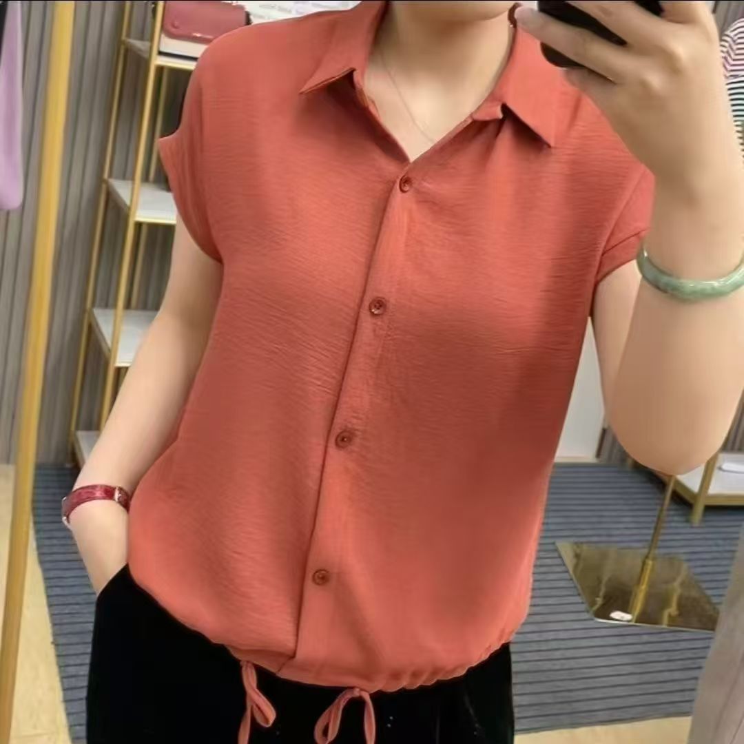 新款短袖225夏季新中式肚休闲开衫色衬衫上衣女