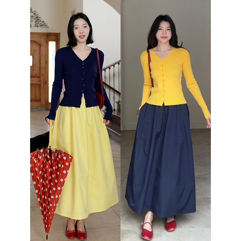 郭九九呢 羊毛桑蚕丝迪士尼在逃公主显瘦开衫高腰半裙G924A20997