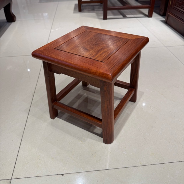 大果紫檀红木原木榫卯缅甸花梨木小方凳28cm长宽高