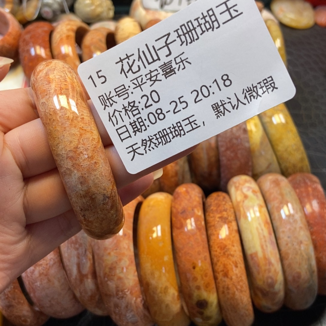 平***乐未镶嵌硅化珊瑚（珊瑚玉）珠宝半成品15