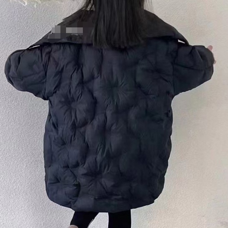 听0218大童薄款韩版休闲鹅绒服（黑+米白）