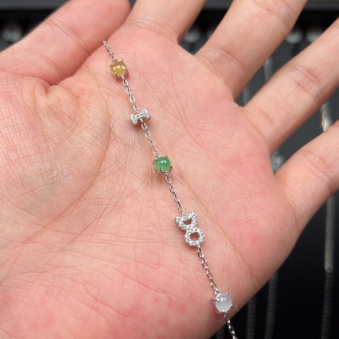翡翠银S925镶嵌手链