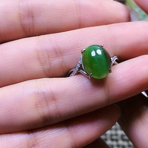 和田玉银S925镶嵌戒指