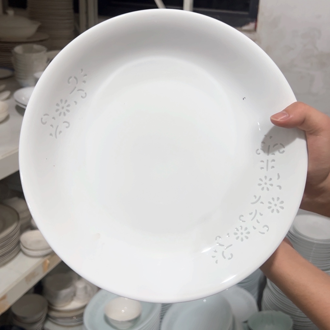 瓷白玲珑太阳花十寸大盘1个