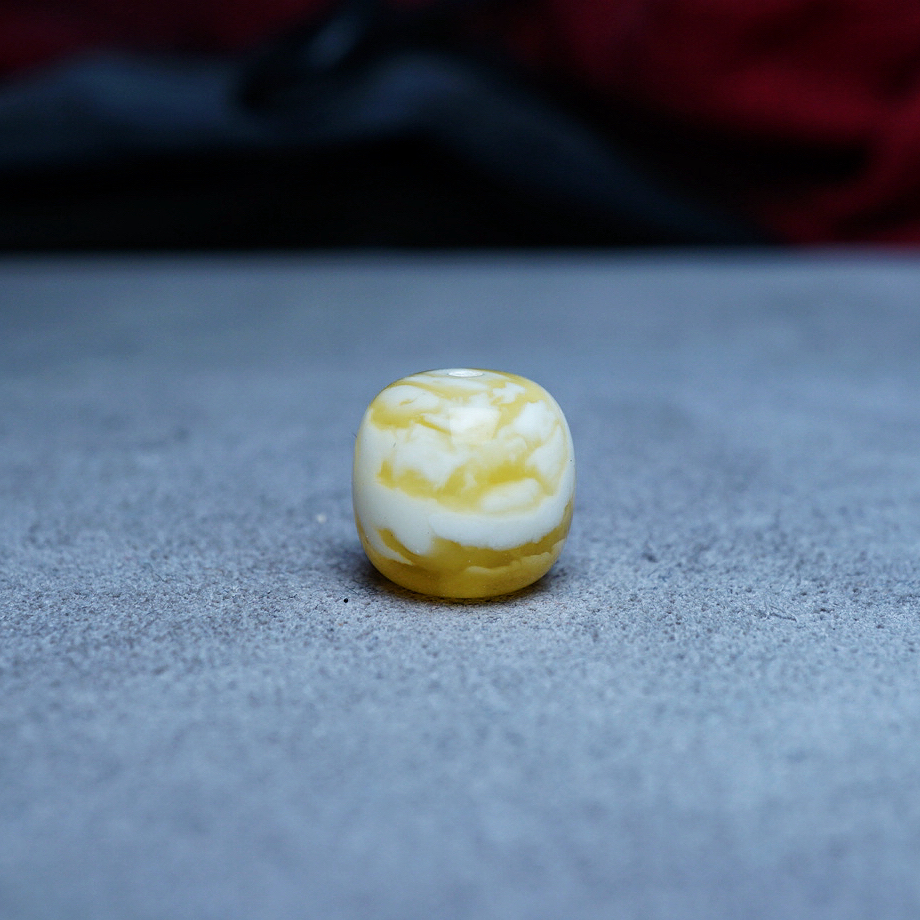 【段掌柜·12.2mm×12.0mm虎皮妖花金瓷白款】天然原矿琥珀蜜蜡老型珠
