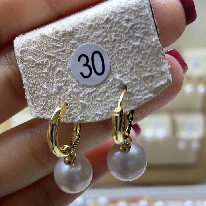 淡水珍珠耳饰银S925镶嵌