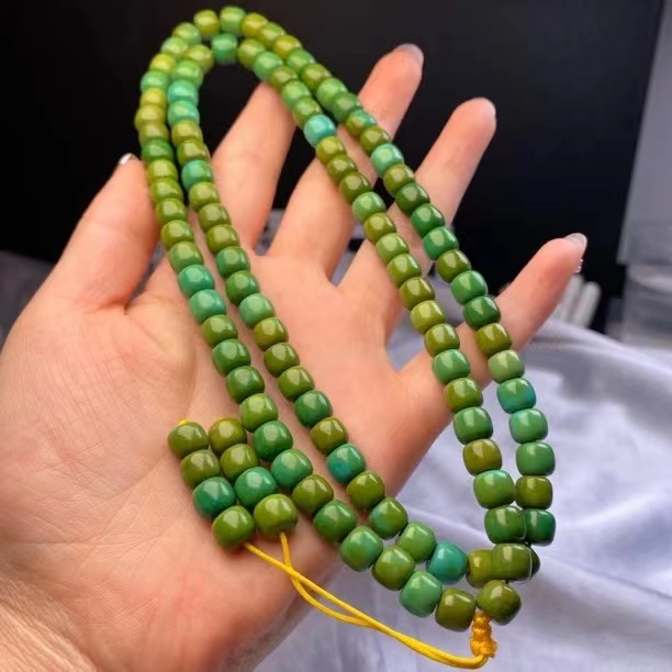 【锦绣松甄选】湖北原矿原石原料时尚百搭手工DIY绿7.8mm项链