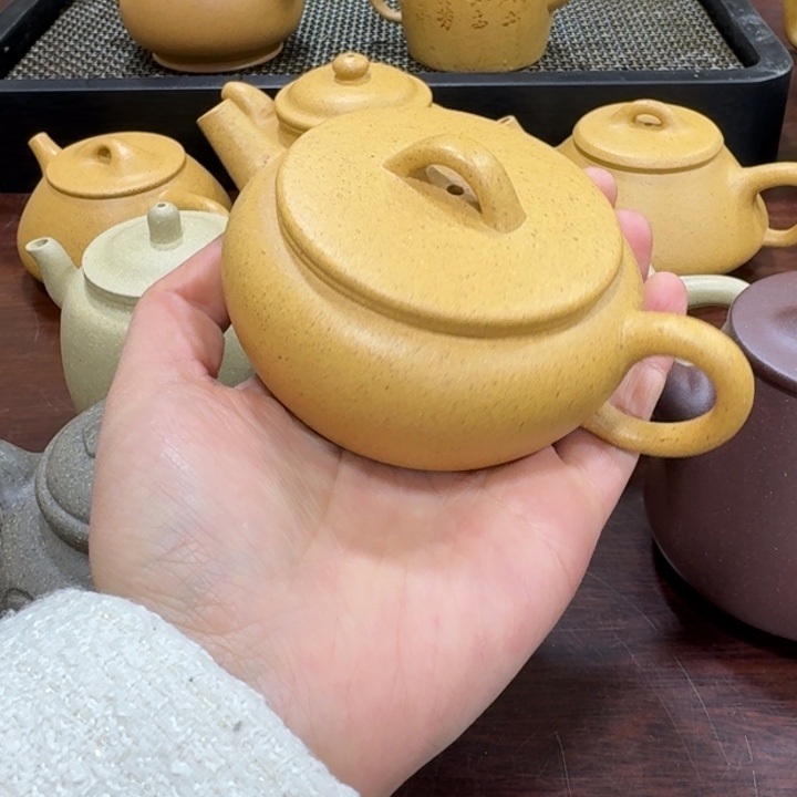 紫砂茶壶30目手工泥老宕口黄金段半手工