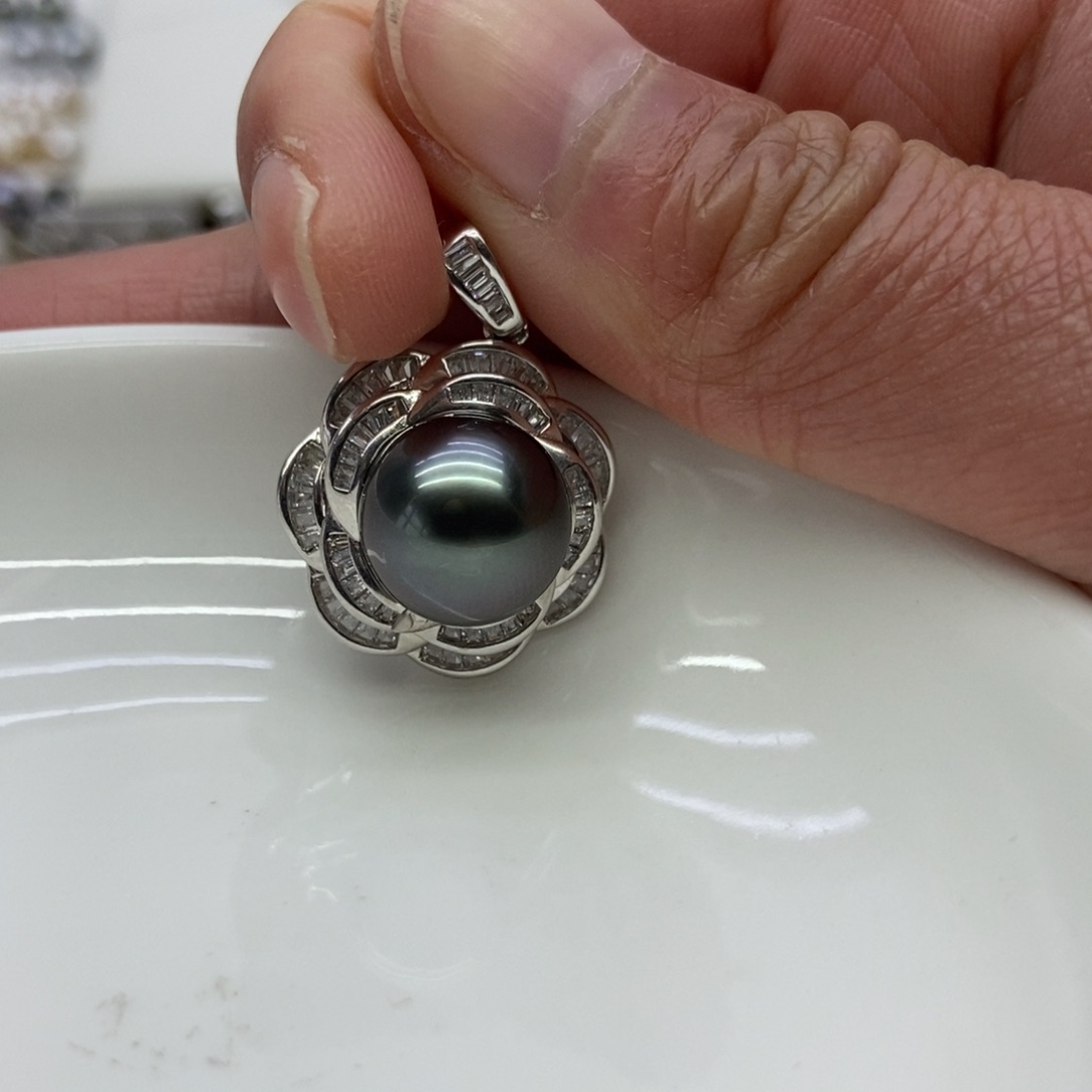海水珍珠吊坠(不含链)银S925镶嵌