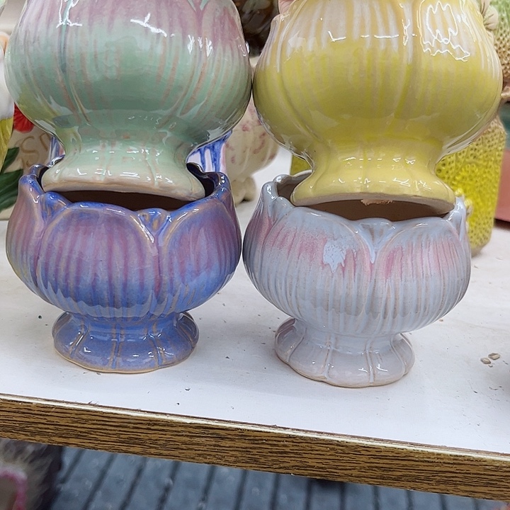 多肉绿植陶瓷花盆9.9包邮，有孔