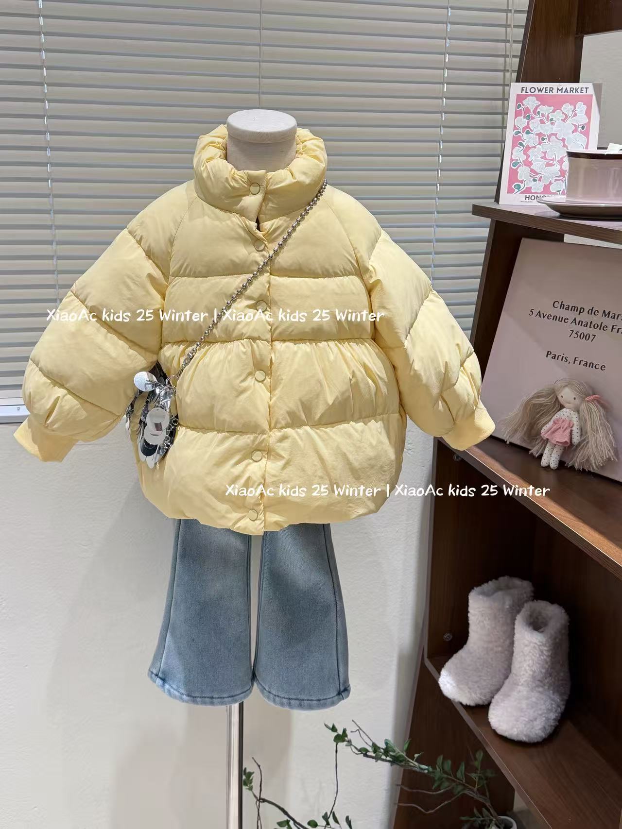 韩系女童冬季新国标90白鸭绒一物一码安心绒法式气质保暖羽绒服