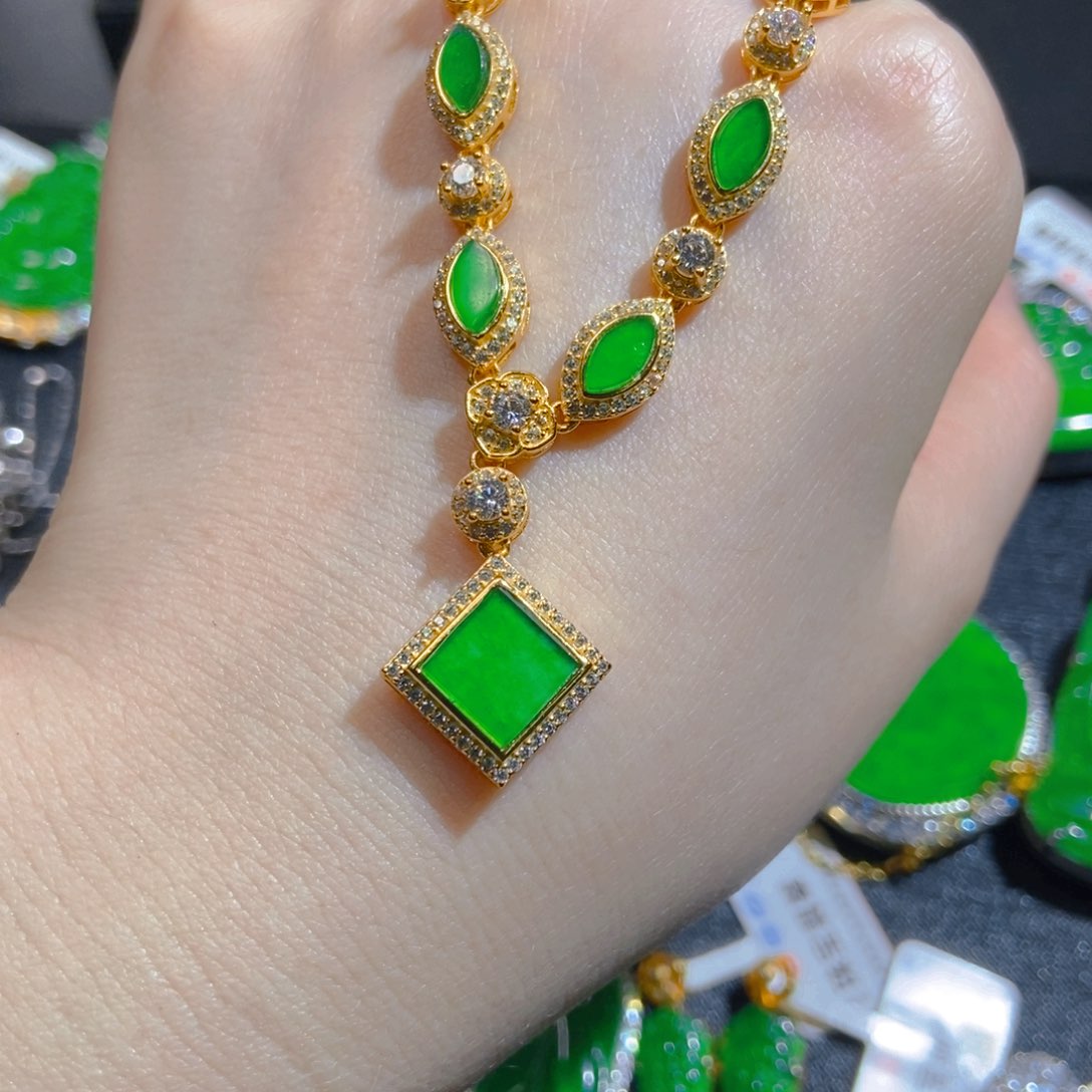 翡翠银S925镶嵌吊坠(不含链)