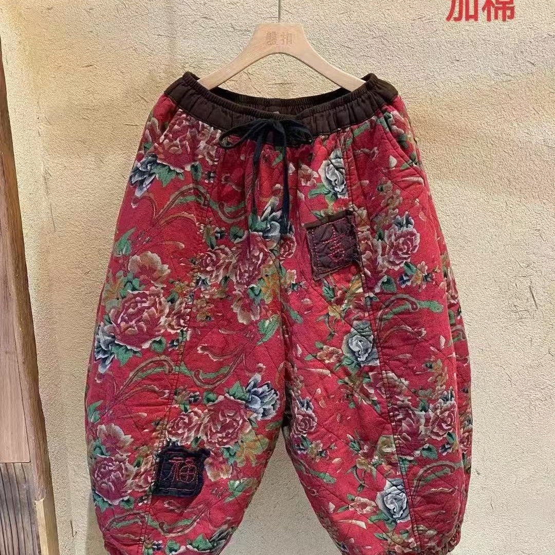东北花贴布吉福裤