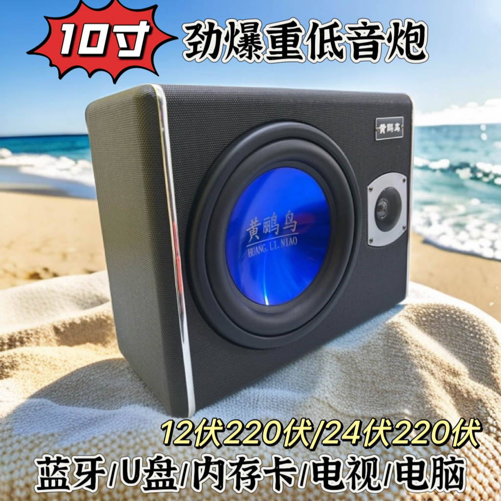 车载低音炮8/10寸大功率车载音箱12V家用220V蓝牙音响超重低音24V