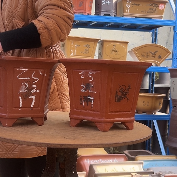 25-25红清雅六方花盆