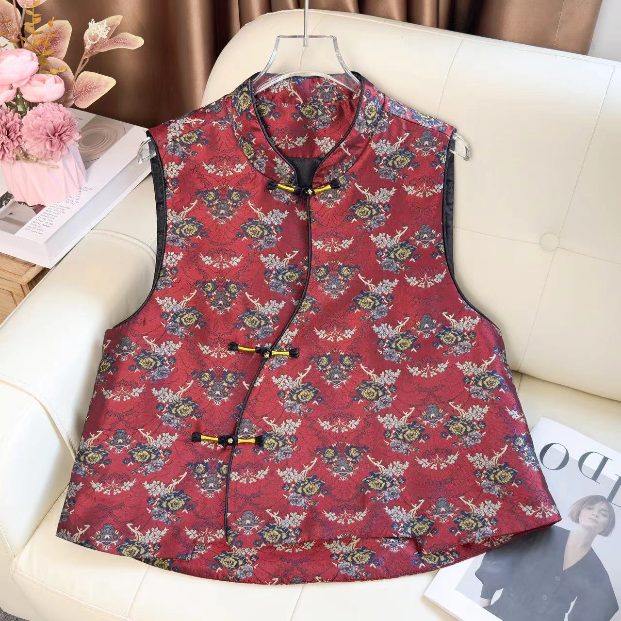 【喜盈盈】新中式新款宋锦立领马甲国风马夹设计师定制立领马夹坎肩