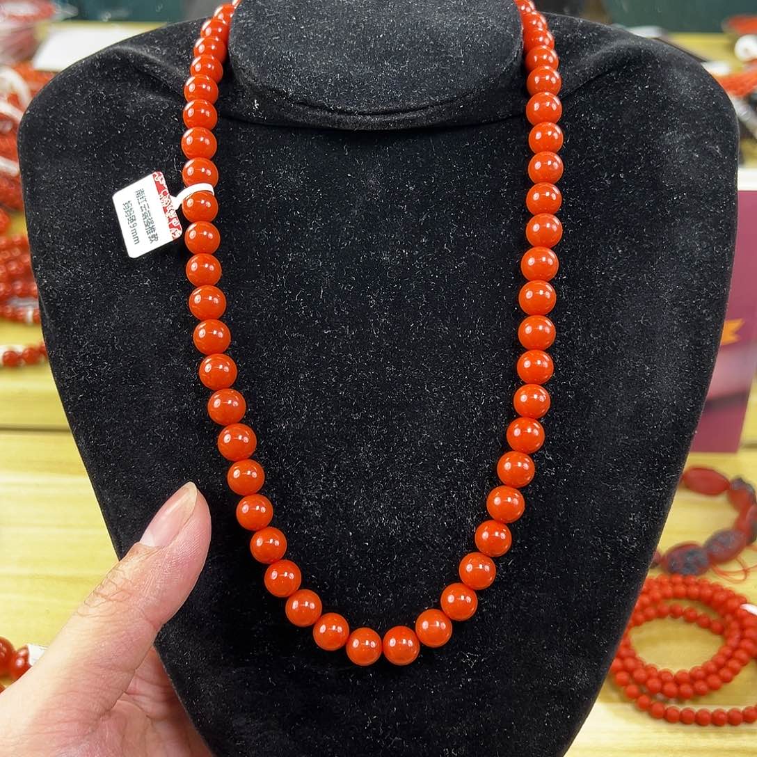 南红玛瑙银S925镶嵌买9mmmm保山南红