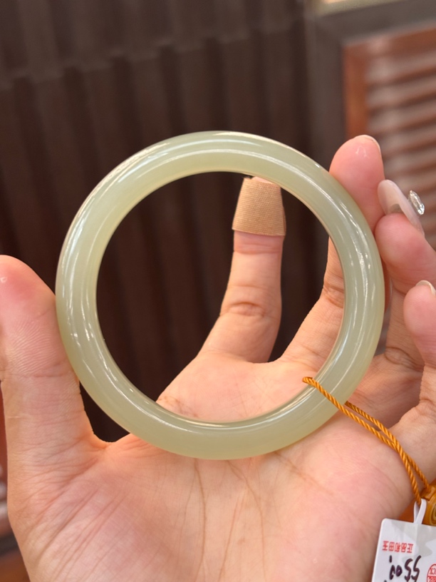 061901MH和田玉青海料晴水手镯 约60圈口