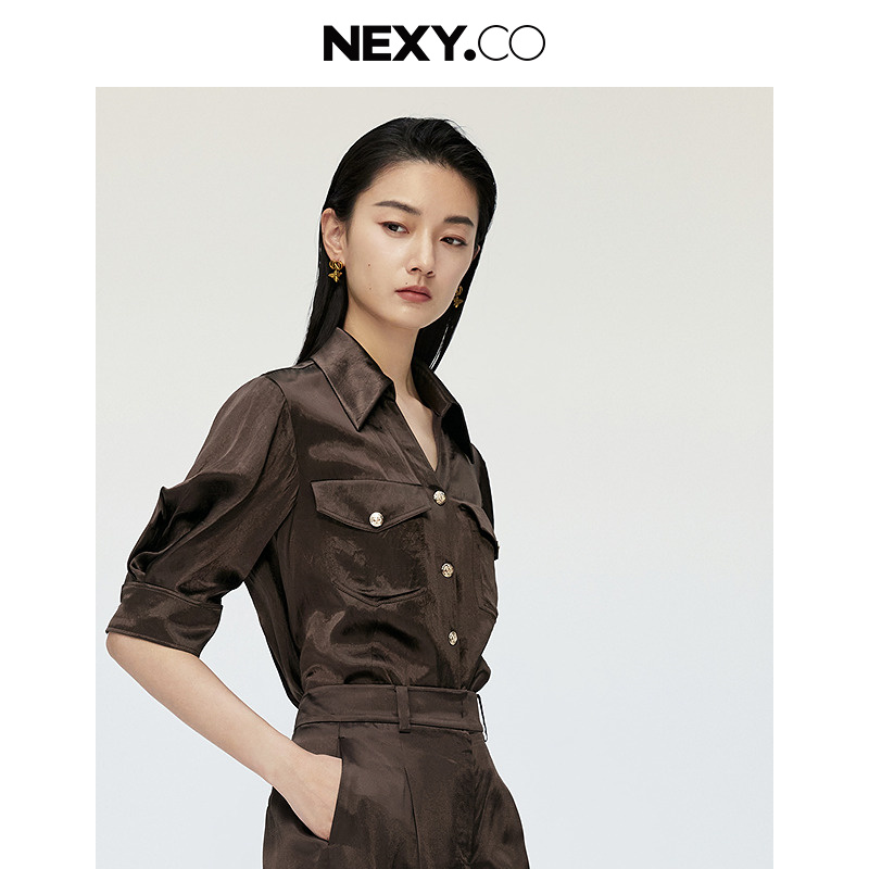 【商场同款】NEXY.CO/奈蔻衬衫气质时尚显瘦夏季开襟衬衣XE00729D7