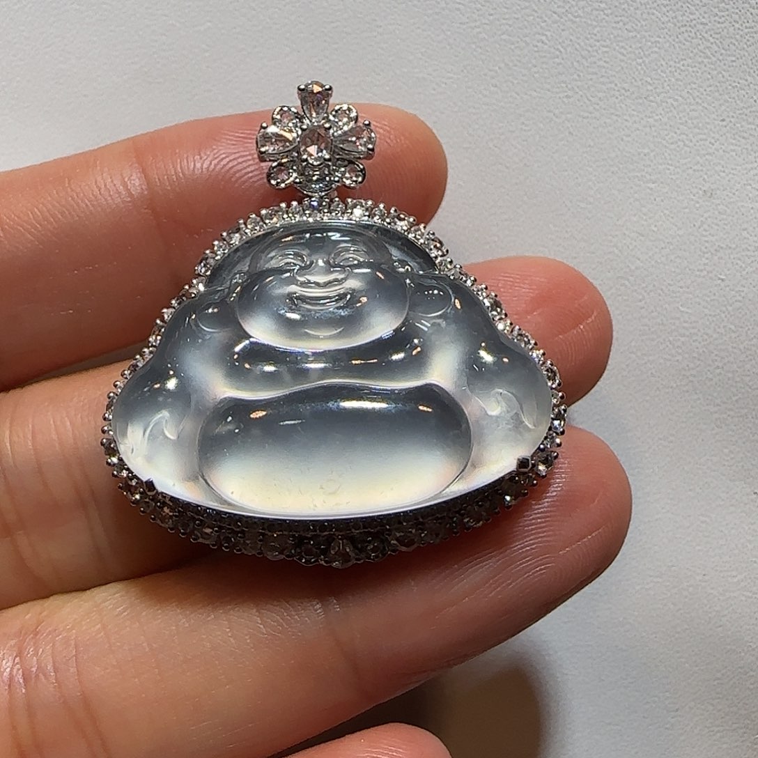 翡翠18K金镶嵌颈饰佛