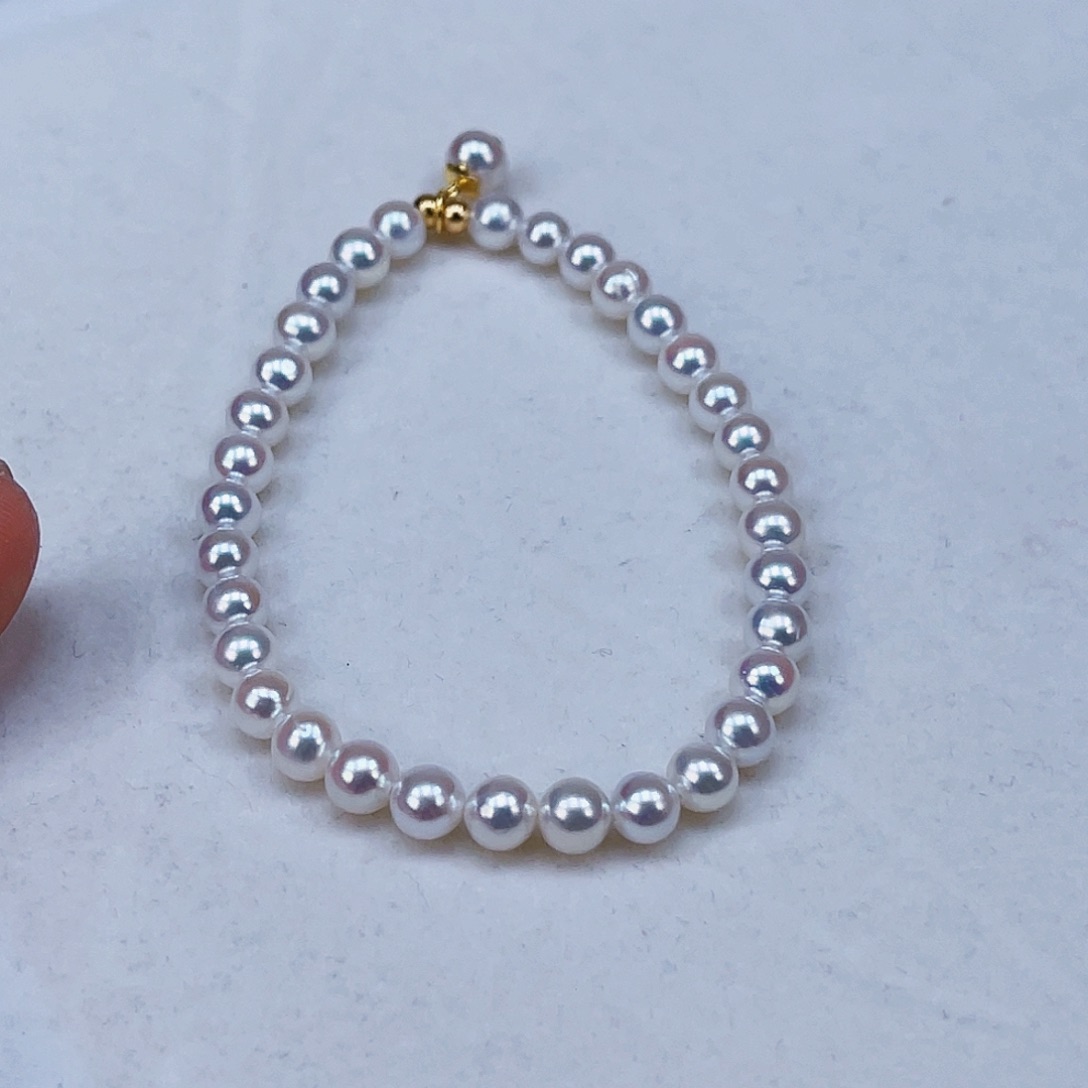 银S925镶嵌手绳淡水珍珠5-6天然淡水珍珠手链 