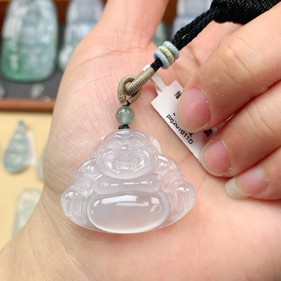 翡翠颈饰18K金镶嵌佛公