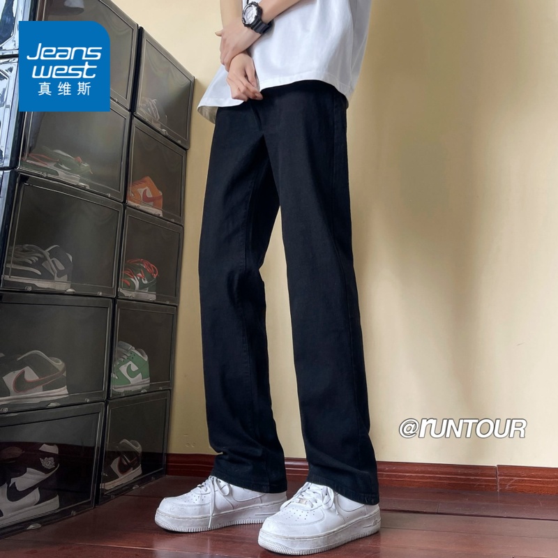 【真维斯】新款男士美式潮流高街时尚百搭直筒微喇修身牛仔裤ins
