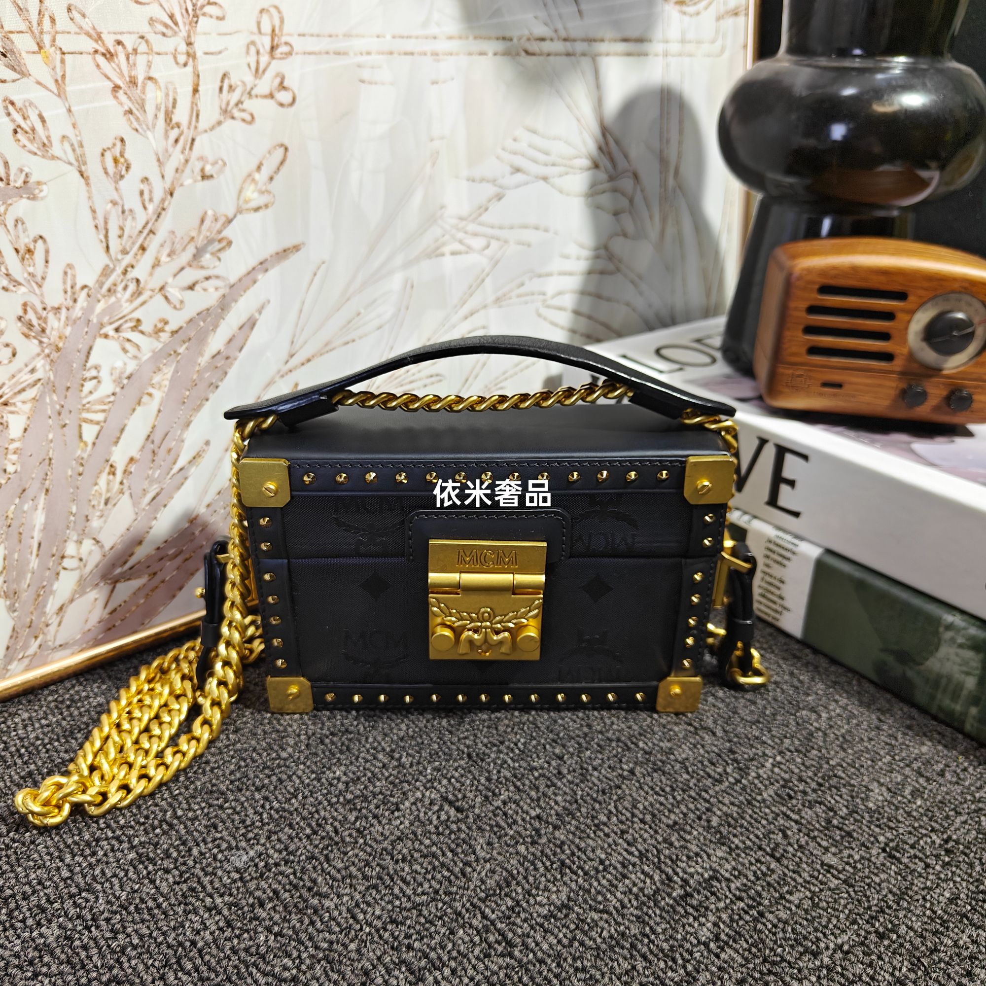 95新 MCM MCM黑金盒子包G25101809尺寸16*10.5