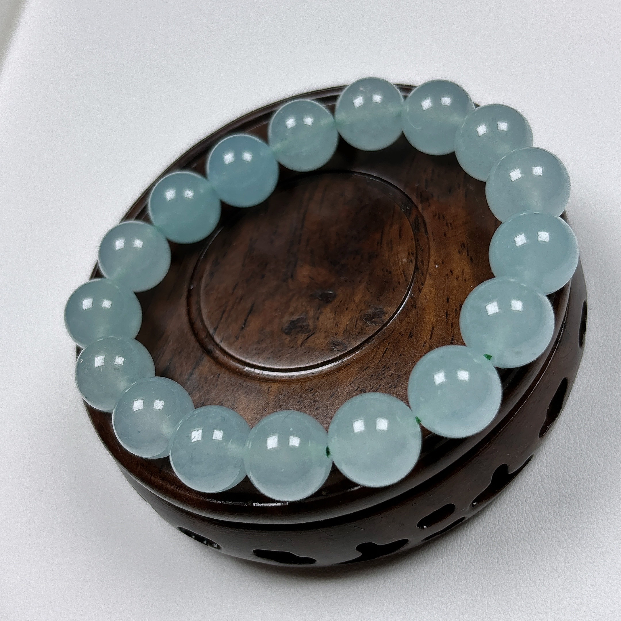 卡12天然缅A白冰圆珠手串-多样性发一串