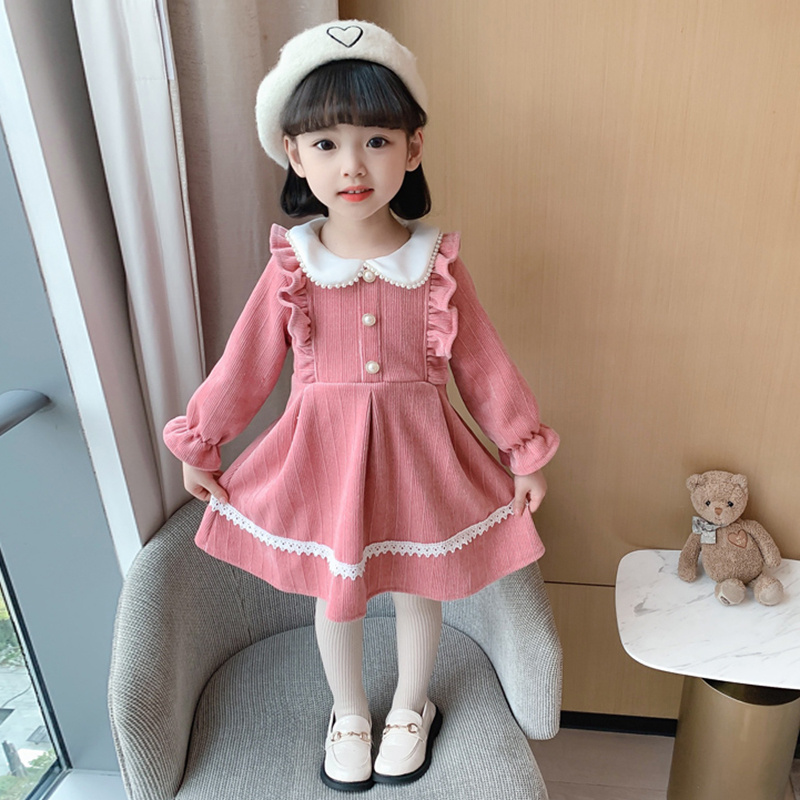 巴拉童年女童春秋连衣裙秋季2025新款儿童秋冬加绒加厚公主裙女宝
