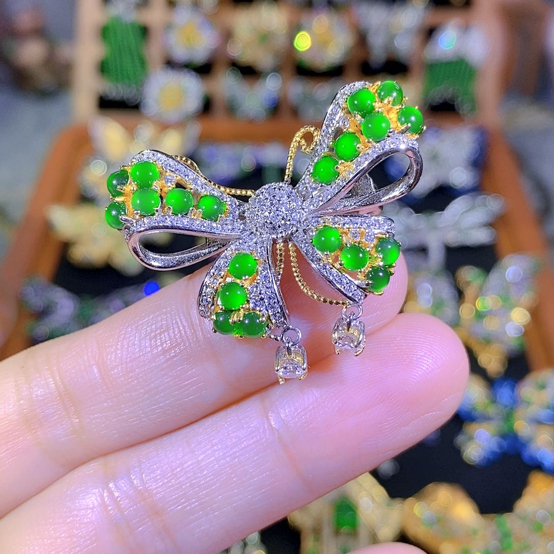 吊坠(不含链)银S925镶嵌翡翠