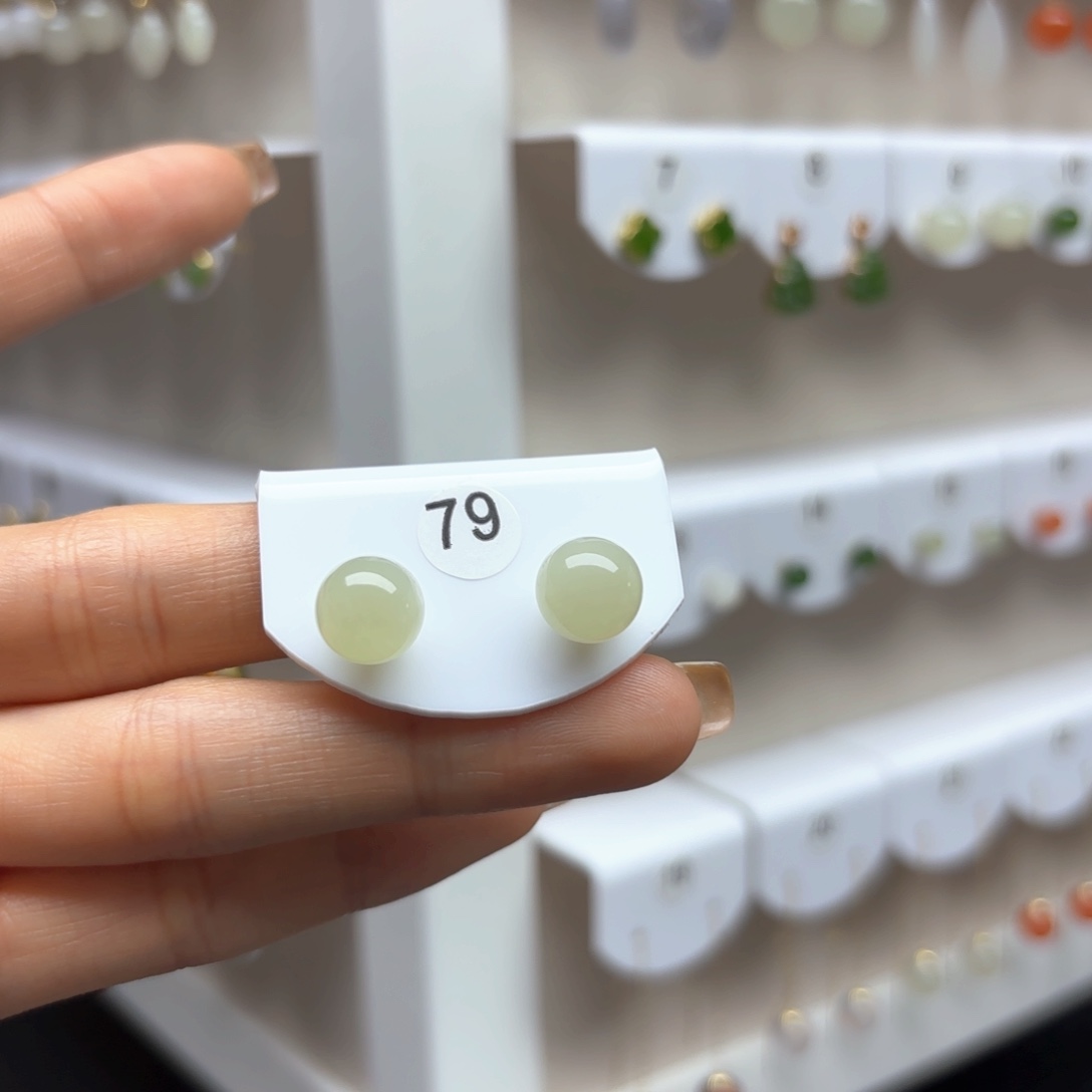 和田玉银S925镶嵌耳饰2