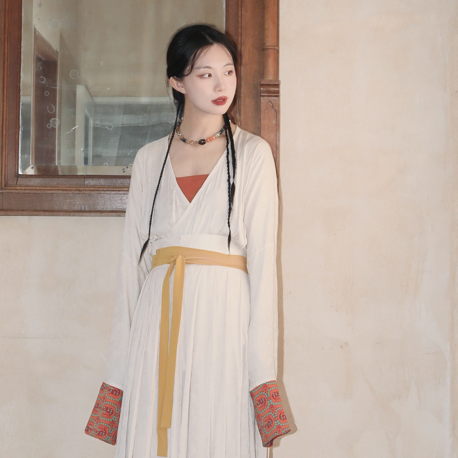 谜阿凰白色仿花罗汉服半身裙女小个子春夏改良国风日常百搭通勤款