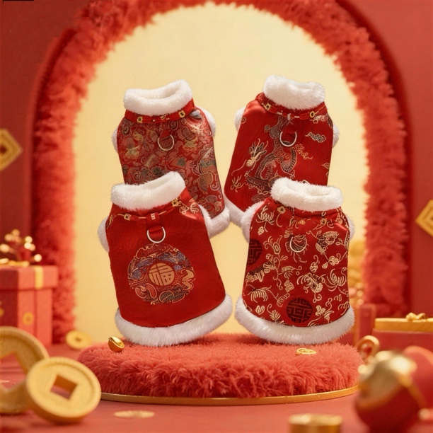 狗狗宠物新年喜庆唐装加厚保暖狗狗衣服冬装