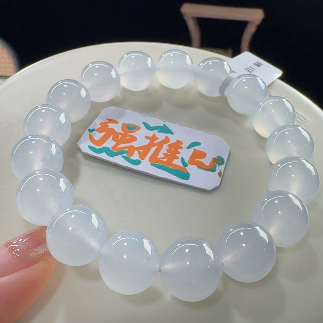 未镶嵌手串翡翠冰胶白月光串卡12 胶感十足！