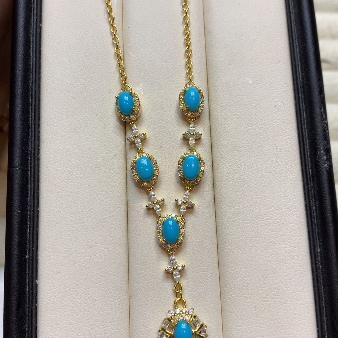 绿松石银S925镶嵌颈饰